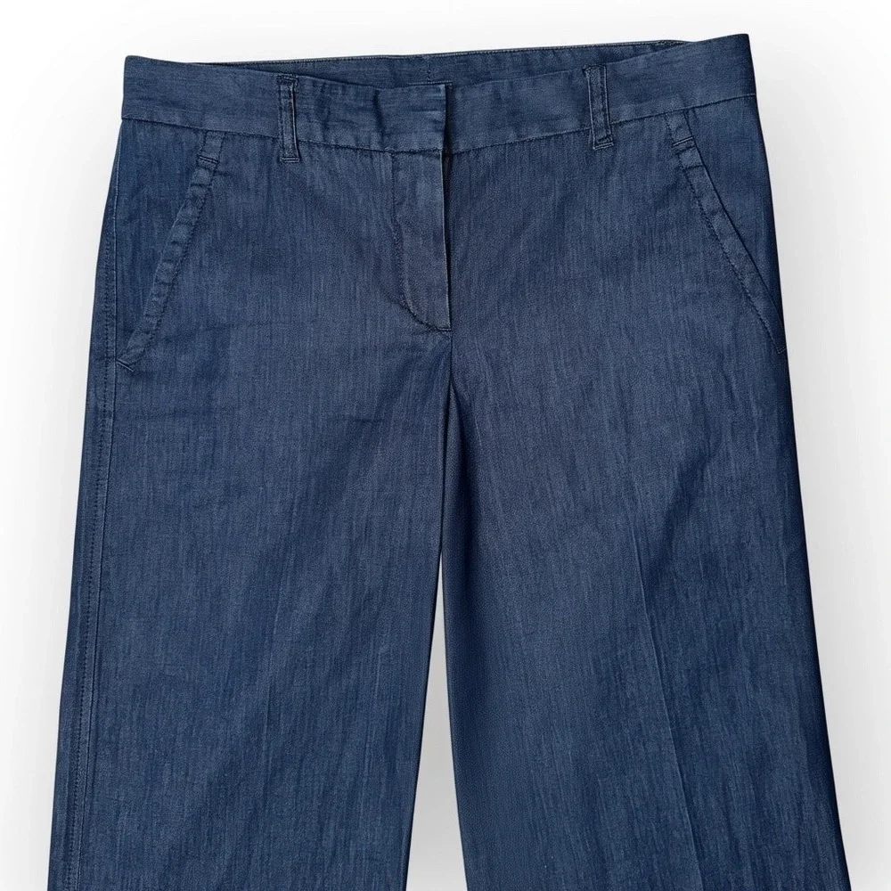 Theory Womens Wide Leg Trousers Indigo Blue Cotton Blend Dress Pants Size 8 - Picture 10 of 11